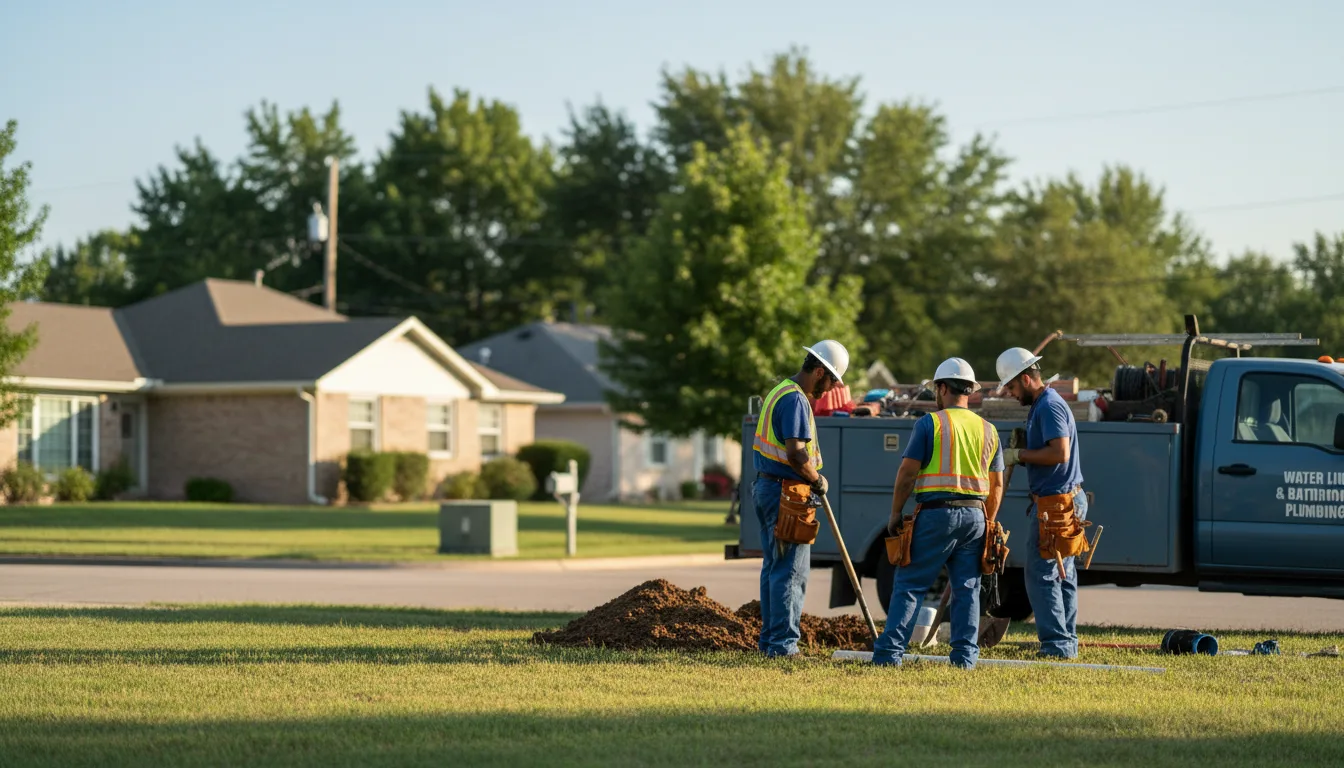 Residential water line and bathroom plumbing service in Leedey, OK